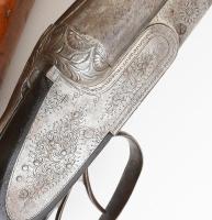 2 csövű csappantyús vadászpuska XIX. sz második fele, horddobozzal 110 cm