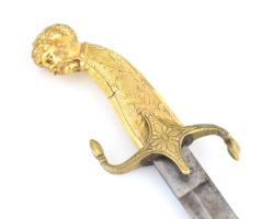 Empire díszszablya réz szerelékekkel cca 1830 vörös bársonyú tokban réz borítással 97 cm