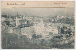 1915 Nagyenyed, Aiud; leporellólap 10 képpel, belül kórház. Földes Ede kiadása / leporellocard with 10 pictures, including hospital (EK)