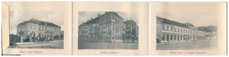 1915 Nagyenyed, Aiud; leporellólap 10 képpel, belül kórház. Földes Ede kiadása / leporellocard with ...