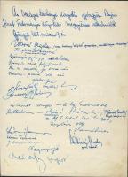 1958 Jóború Magda politikus, Széchenyi könyvtár igazgatójának saját kezű aláírása emléklapon