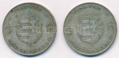 1947. 5Ft Ag "Kossuth" (2x) T:VF patina Adamo F8.1