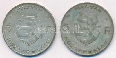 1947. 5Ft Ag "Kossuth" (2x) T:VF,F patina Adamo F8.1