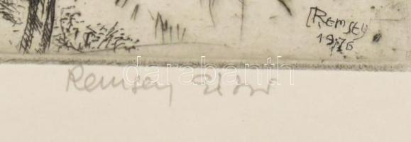 Remsey Gábor (1925-1999): Faluvége. Rézkarc, papír, jelzett, számozott 19,5x29,5 cm