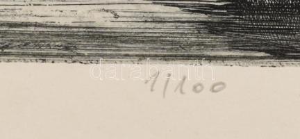 Csurgói Máté Lajos (1931-2001): Estefelé (Balaton), rézkarc, papír, jelzett, számozott (1/100), 27×3...