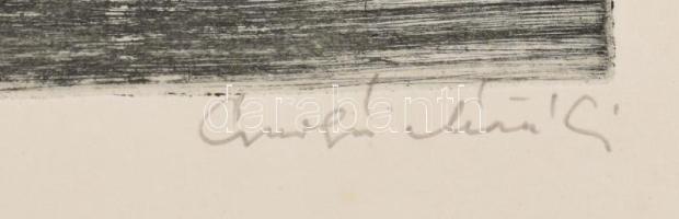 Csurgói Máté Lajos (1931-2001): Estefelé (Balaton), rézkarc, papír, jelzett, számozott (1/100), 27×3...