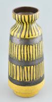 Retro sárgafekete mázas kerámia váza. Jelzett, hibátlan 36 cm