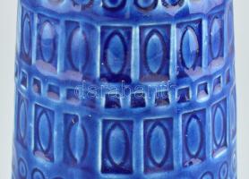 Retro kék mázas német kerámia váza. Jelzett, hibátlan 23 cm