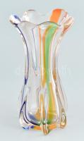 Cseh kristály váza. Több színű, anyagában színezett, hibátlan 25 cm