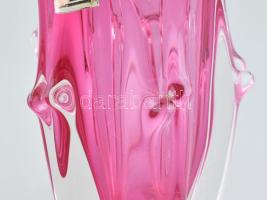 Nagyméretű Chribska cseh művészi üveg váza / asztaldísz. Terv: Josef Hospodka, Sommerso pink / rózsa...