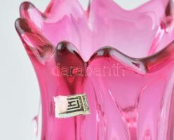 Nagyméretű Chribska cseh művészi üveg váza / asztaldísz. Terv: Josef Hospodka, Sommerso pink / rózsa...