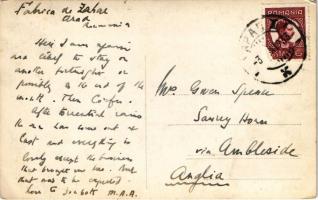 1933 Arad, park, Victoria szálloda, Alexandru Domán üzletének reklámja a falon / park, hotel, shop&#...