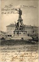 1905 Arad, Szabadság tér, Vértanú szobor, üzletek / square, monument, shops (Rb)