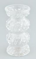 Retro fatörzs mintás üveg váza. Formába préselt, hibátlan 13 cm
