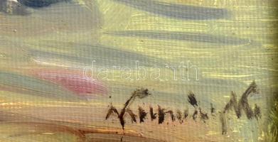 Kolozsváry Kamilló (1936-2008): Szekéren hazafelé. Olaj, vászon, jelzett. Dekoratív, üvegezett faker...