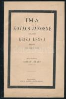 1890 Kolozsvár, Ima Kovács Jánosné, született Kriza Lenka felett, írta és elmondta: Péterfi Dénes, szakadással, 5p