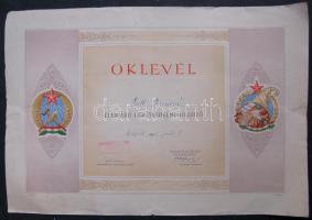 1955. "Élenjáró kereskedelmi dolgozó" dekoratív, nagyalakú oklevél