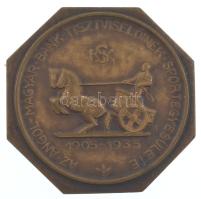 Martinelli Jenő (1886-1949) 1937. Az Angol-Magyar Bank Tisztviselőinek Sportegyesülete 1905-1935 nyolcszögletű bronz díjplakett, hátoldalán Úszás 1937. II gravírozással és LUDVIG gyártói jelzéssel (43x43mm) T:AU patina /  Hungary 1937. Az Angol-Magyar Bank Tisztviselőinek Sportegyesülete (Sports Association of the British-Hungarian Bank Officers) 1905-1935 bronze octagonal award medal with Úszás 1937. II engrave and LUDVIG makers mark on the back. Szign.:Jenő Martinelli (43x43mm) C:AU patina