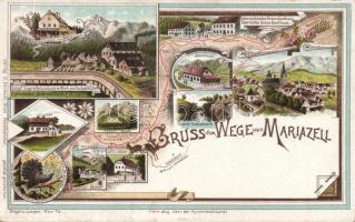 Mariazell and other villages on the way Litho