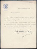 1933 Bp., vitéz Lázár Domokos nyugalmazott tábornok, Budapest Székesfőváros vitézi székkapitányának aláírt levele