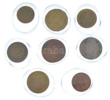 8db vegyes külföldi fémpénz kapszulákban, közte Szerbia, Uruguay, Nagy-Britannia T:AU-VF patina 8pcs of mixed coins in capsules, with Serbia, Uruguay, Great-Britain C:AU-VF patina
