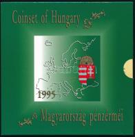 1995. 10f-100Ft (10xklf) Magyarország pénzérméi forgalmi sor dísztokban, + 200Ft Ag Deák T:BU patina Adamo FO28