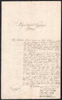 1873 Gencz, levél az egyház segítése ügyében, egy kézzel írt oldal, hitközség megbízottjai által aláírt