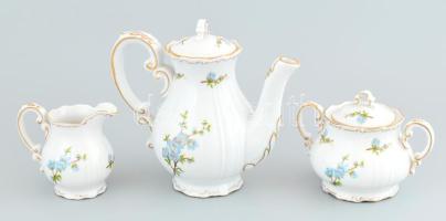 Zsolnay kék virág mintás hat személyes porcelán mokkás készlet. Matricás, jelzett, hibátlan