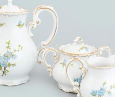 Zsolnay kék virág mintás hat személyes porcelán mokkás készlet. Matricás, jelzett, hibátlan
