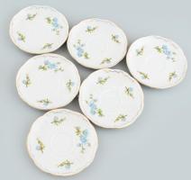 Zsolnay kék virág mintás hat személyes porcelán mokkás készlet. Matricás, jelzett, hibátlan