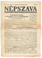 1945 A Népszava 13. évfolyamának 142. száma, címlapon cikk a hirosimai atombombák ledobásáról