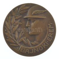 Matskássy Gyula (1912-1971) 1939. Bajnoki Érem / Magyar Pénzintézeti Sportegyletek Ligája bronz díjérem, hátoldalán 800m Sík III. 1939 gravírozással (40mm) T:AU kis ph /  Hungary 1939. Bajnoki Érem / Magyar Pénzintézeti Sportegyletek Ligája (Championship Medal / League of Hungarian Financial Institution Sports Associations) bronze award medal with 800m Sík III. 1939 engrave on the back. Sign.: Gyula Matskássy (40mm) T:AU small edge error