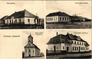 1930 Letkés, községháza, Római katolikus iskola és templom, Vámőrségi laktanya + LETKÉS POSTAI ÜGYN.