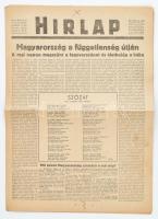 1947 A Hírlap II. évfolyamának 209. száma, címlapon a fegyverszünetről szóló cikkel