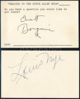 A Steve Allen Show c. amerikai TV-műsor 6 db dedikált kártyája, a műsorban fellépő hírességek aláírá...