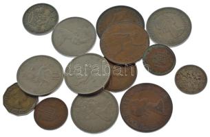 14db-os vegyes angol érmetétel, közte 1939. 1p bronz VI. György T:XF,VF 14pcs of mixed british coin lot, in it 1939. 1 Penny bronze George VI C:XF,VF
