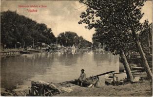 1910 Siófok, Halászati kikötő a Sión. Balaton áruház kiadása (ázott / wet damage)