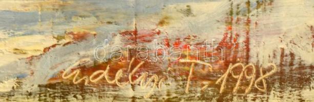 Erdélyi Tibor (1961-): Téli táj.. Olaj, farost. Jelzett. 16x20 cm. Dekoratív fakeretben