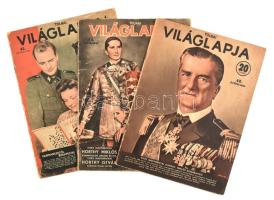 cca 1940-43 Tolnai Világlapja össz. 3 db száma, Horthy család tagjaival a borítón vagy a belső címlapon, számos II. világháborús fotóval és írással.