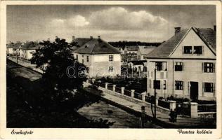 1939 Érsekújvár, Nové Zámky; Vasutas kolónia / railway colony + A Szent Jobb Országjárása 1939. IV. 30. Érsekújvár So. Stpl. (EK)