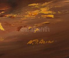 Adilov Alim (1963-): Esti tengerpart, olaj, farost, 50x90 cm, jelezve jobbra lent. Dekoratív fakeret...