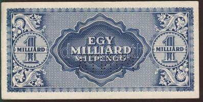 1946. 1000.000.000MP "Minta" lyukasztással T:II+ Csak egyszer hajtva, törve nem!