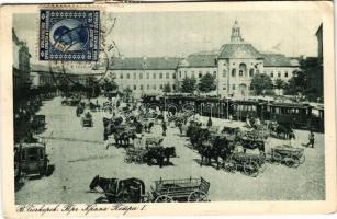 1923 Nagybecskerek, Zrenjanin, Veliki Beckerek; Megyeháza, városi vasút, vonat, piac / county hall, urban railway, train, market (EB)