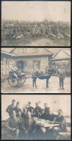 1915 Katonai csoportképek, lovasfogat, 3 db fotólap, 9×13 cm