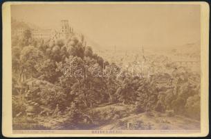 cca 1870 Heidelberg látképe, illusztráció nyomán készült fénynyomat, 11×16,5 cm