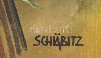 Schäbitz jelzéssel: Csendélet. Olaj, vászon. Dekoratív fakeretben. 60x50 cm