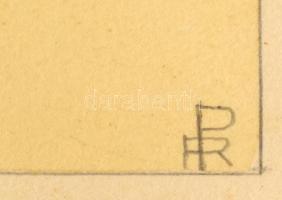 Olvashatatlan jelzéssel: Növénycsendélet, akvarell, papír, fa keretben, 20,5×15,5 cm