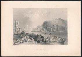 Bartlett, William Henry (1809-1854)-Cousen, Charles (1819-1889): The Bloxberg (Gellért-hegy a citadellával), acélmetszet, papír, jelzett a nyomaton, 12,5x18,5 cm,