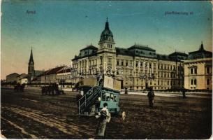 1913 Arad, József főherceg út, autóbusz üzlet reklámokkal. L.&P. 4006. / street view, autobus with shop advertisements (EB)