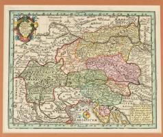 1724 Deutschlander Oesterrichischer Kreiss Christoph Weigel az Osztrák Birodalom térképe. Színezett rézmetszet, paszpartuban / Map Of Greater Austria 180x140 mm